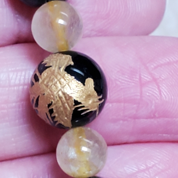 Elemental Gold Dragon Black Obsidian & Gold Gilden Rutile Crystal Master… - Picture 3 of 4